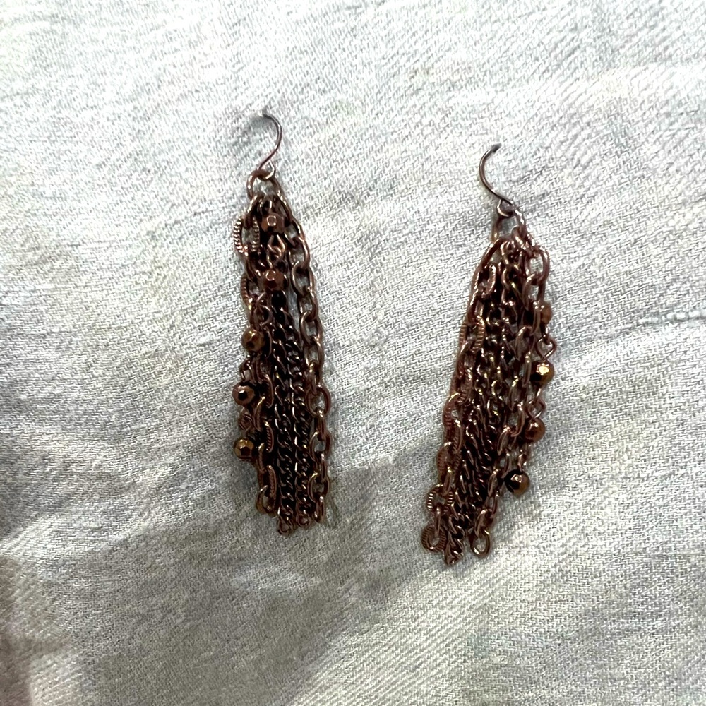 Bronze chain dangle earrings